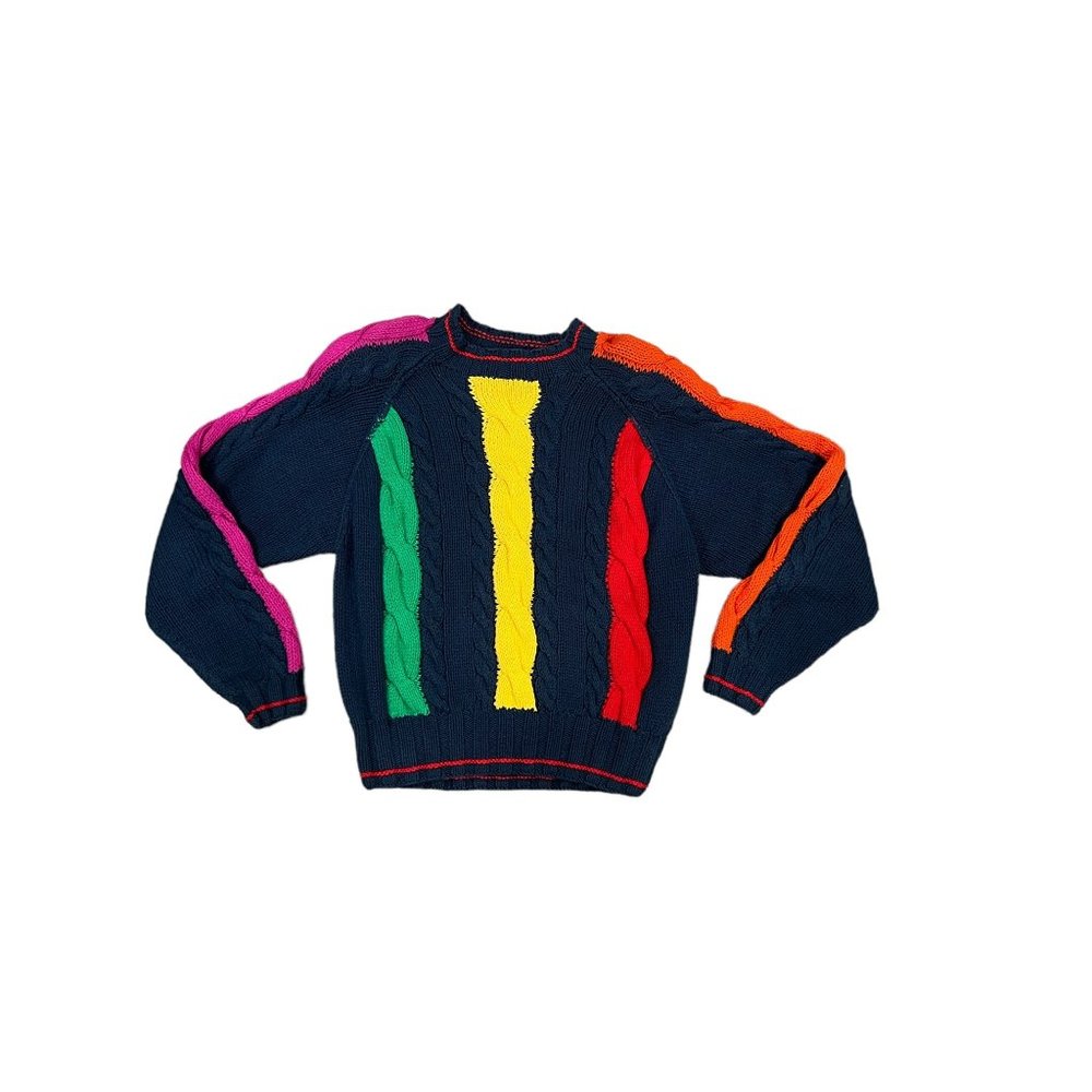 Vintage Liz Wear Liz Claiborne Hand Knit Multicolor Sweater Size S